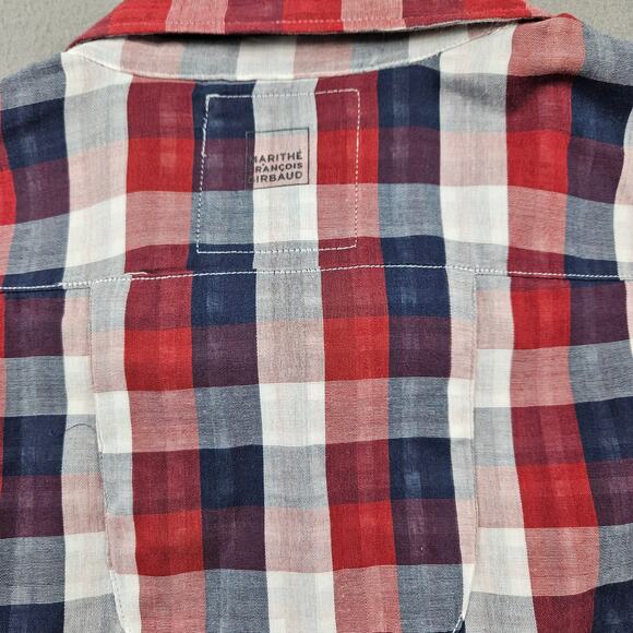 Girbaud Shirt Marithe Fancois Plaid Button Up Blue Red White Mens 2XL Check - Picture 9 of 9